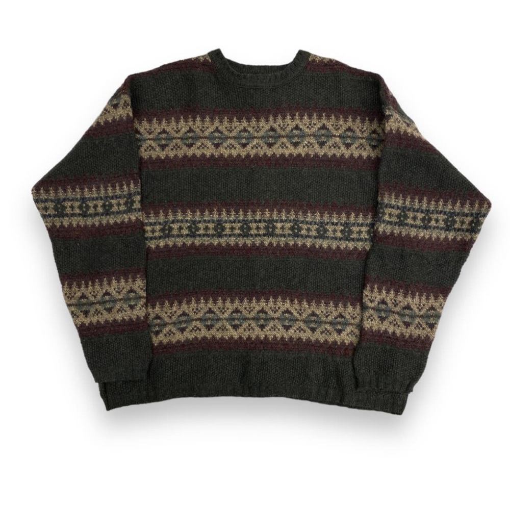 Woolrich Vintage Fair Isle Wool Blend‎ Man’s Pullover Sweater Sz XL Cabin Winter